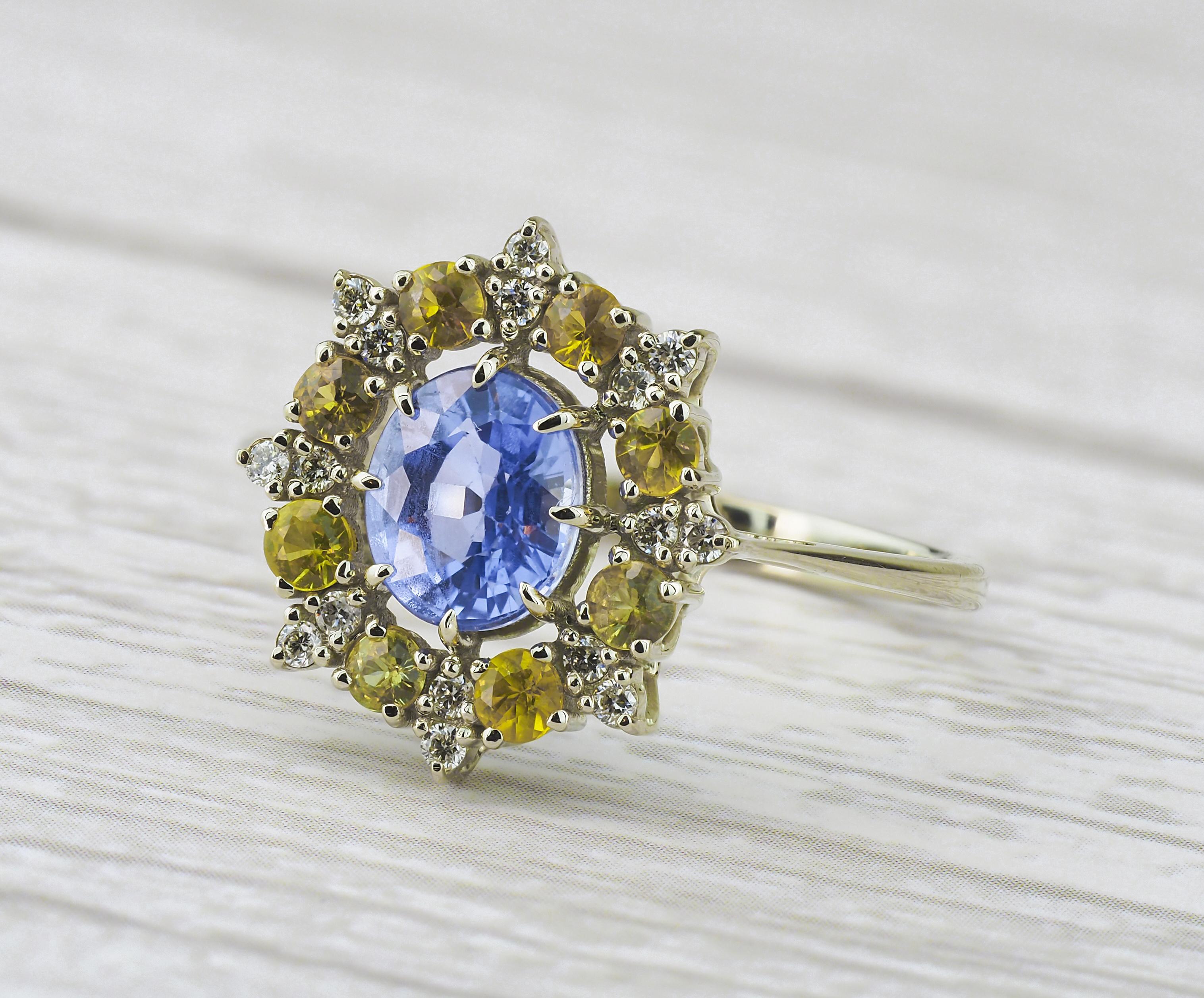 in vendita:  Zaffiro, anello in oro massiccio 14k. 7