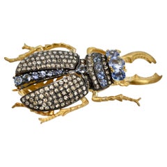 Sapphire Scarab Pendant Brooch 18K