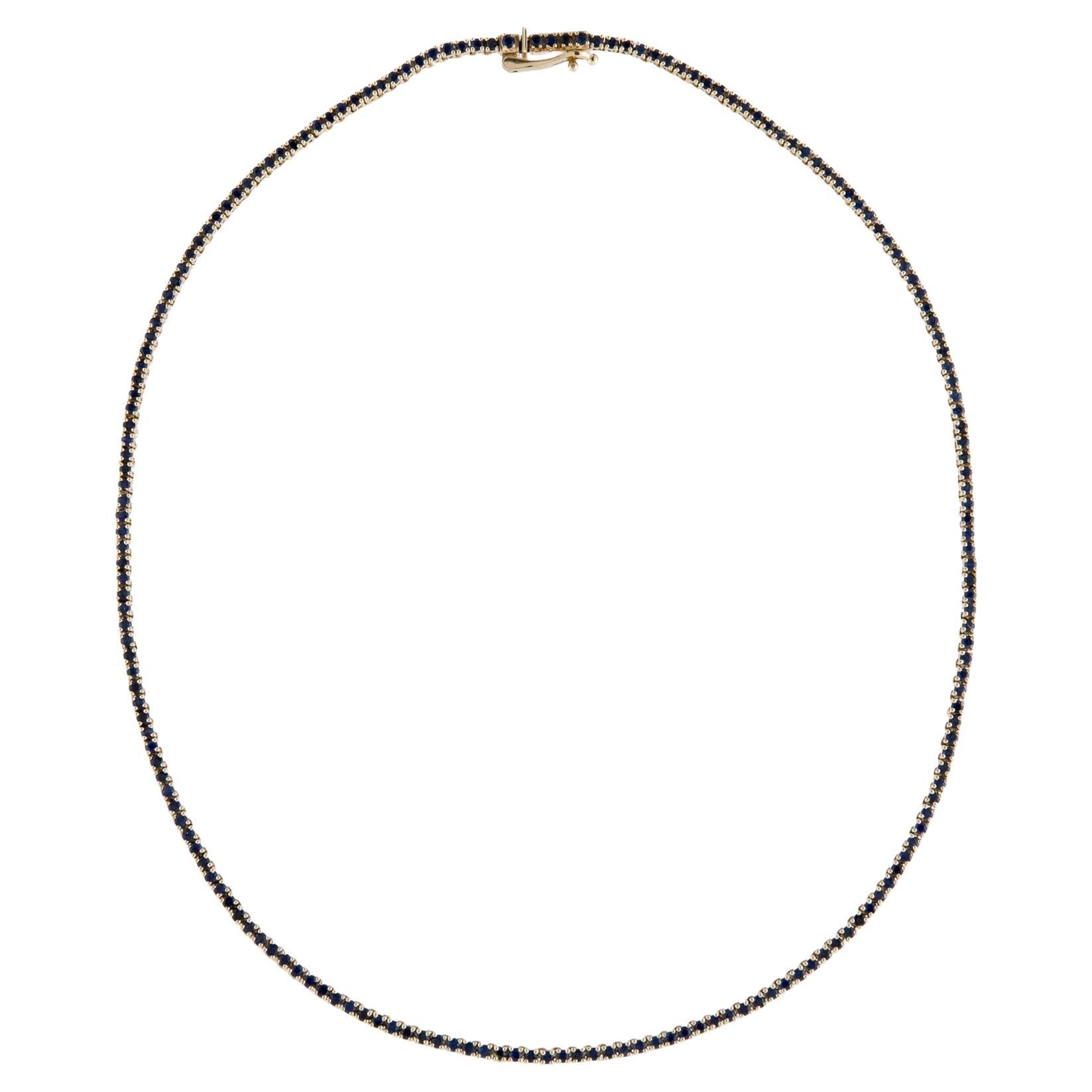 Exquisite 14K Sapphire Chain Necklace - Elegant Gemstone Statement Jewelry For Sale
