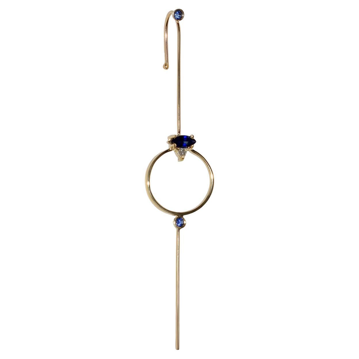 Sapphire Seeing Eye Needle Pin Earring For Sale