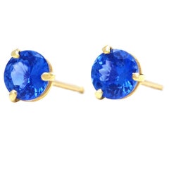 Sapphire Set Gold Stud Earrings