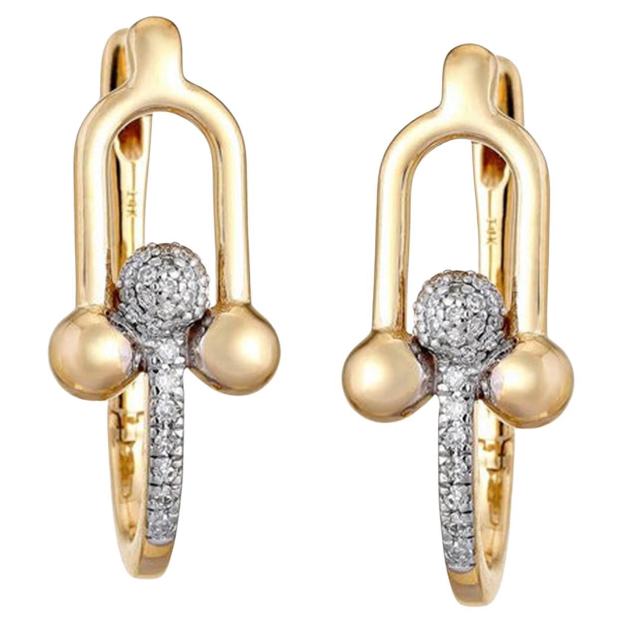 Sapphire Shine 14K Yellow Gold Diamond Huggie Earrings For Sale