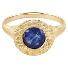 Sapphire Signet Ring in 14 Karat Gold by Allison Bryan