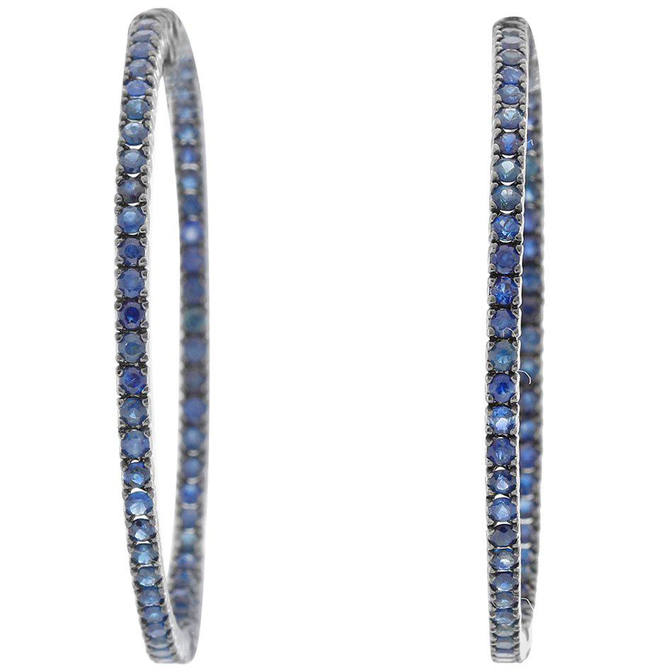 Sapphire Silver Inside Out Hoops