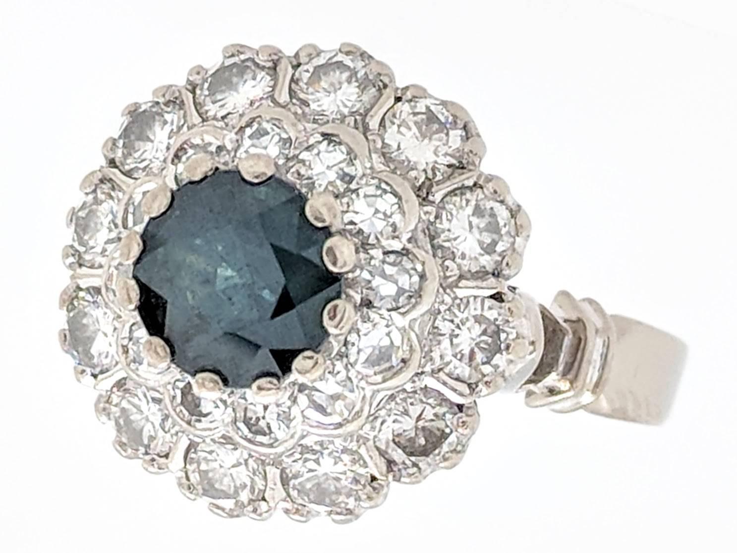 Art Deco Sapphire Single Cut Diamond Ring For Sale