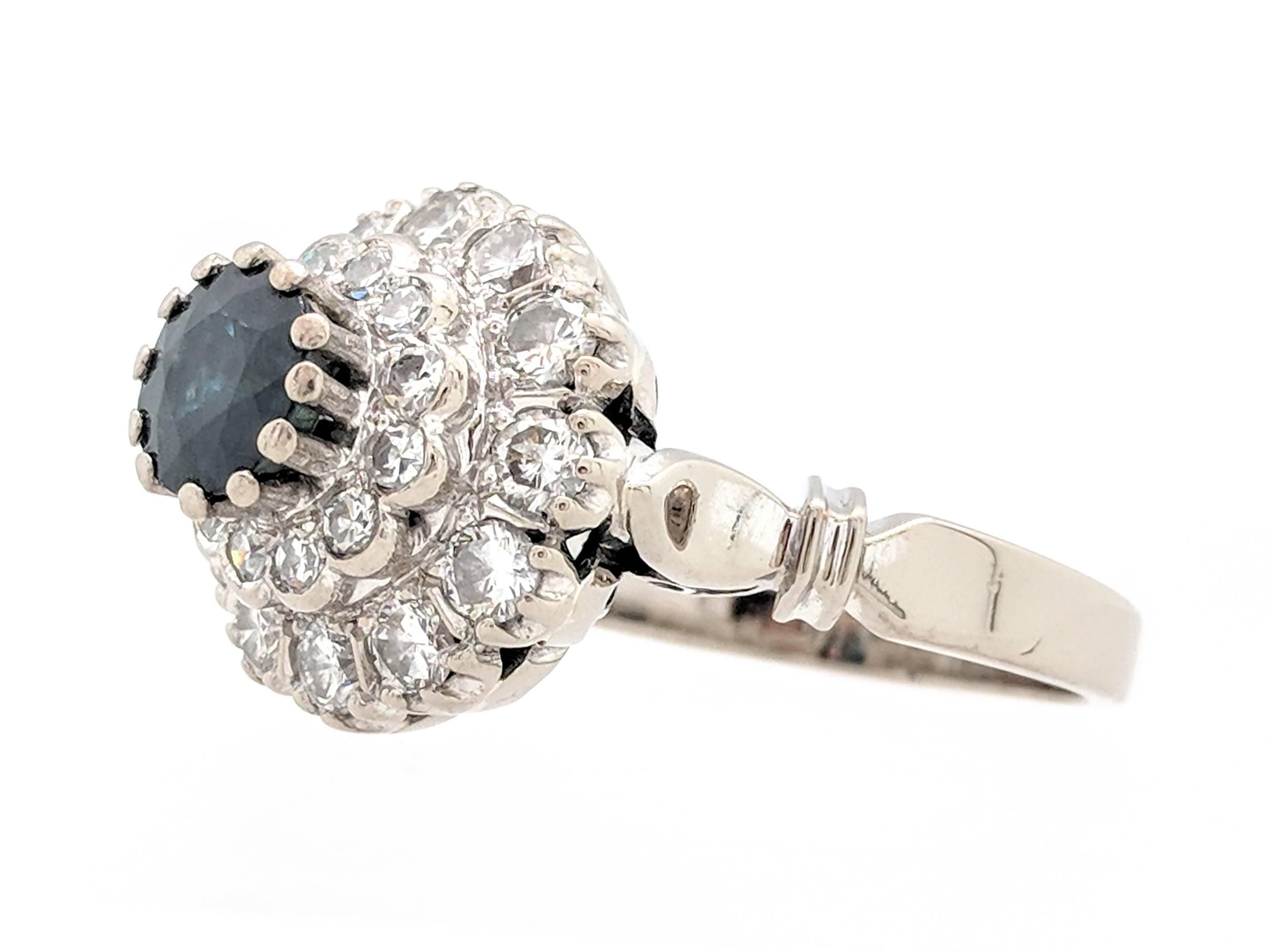 Women's Sapphire Single Cut Diamond Ring For Sale