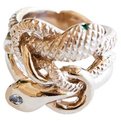 Sapphire Snake Head Ring Emerald Ruby Eyes Bronze J Dauphin