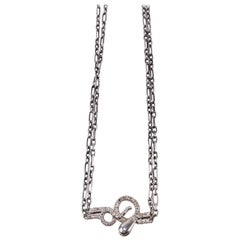 Sapphire Snake Necklace Ruby Eyes Choker Chain Silver Victorian Style