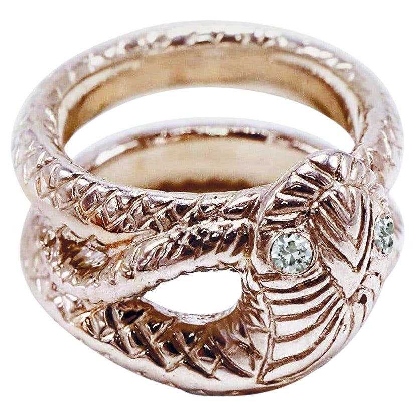 Saphir-Schlangenring Gold Vermeil viktorianischer Stil Cocktail-Ring
