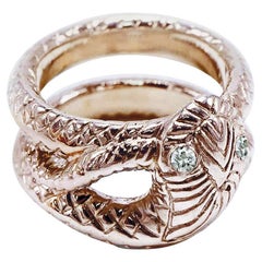 Saphir-Schlangenring Gold Vermeil viktorianischer Stil Cocktail-Ring