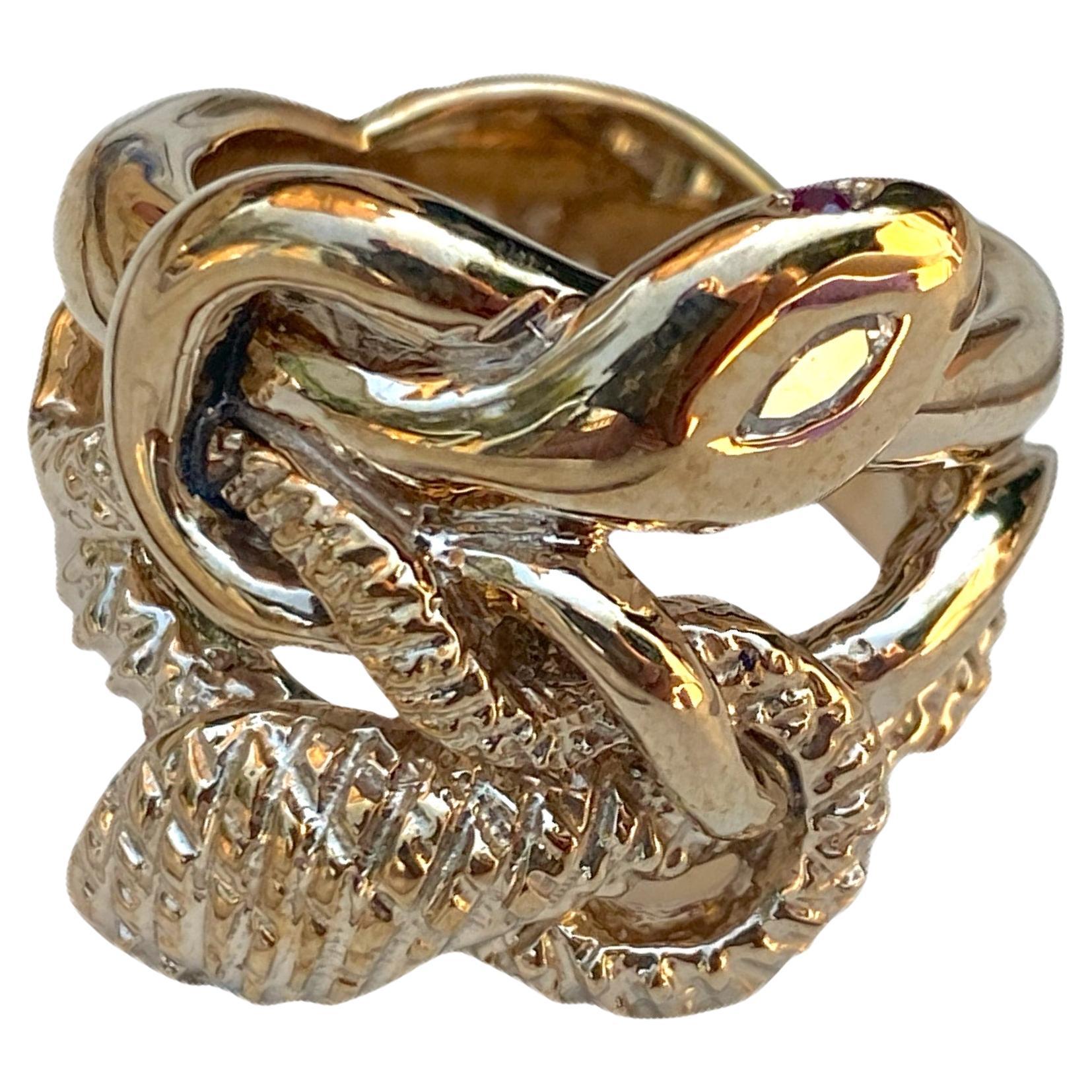 Saphir Schlange Ring viktorianischen Stil Smaragd Rubin Augen