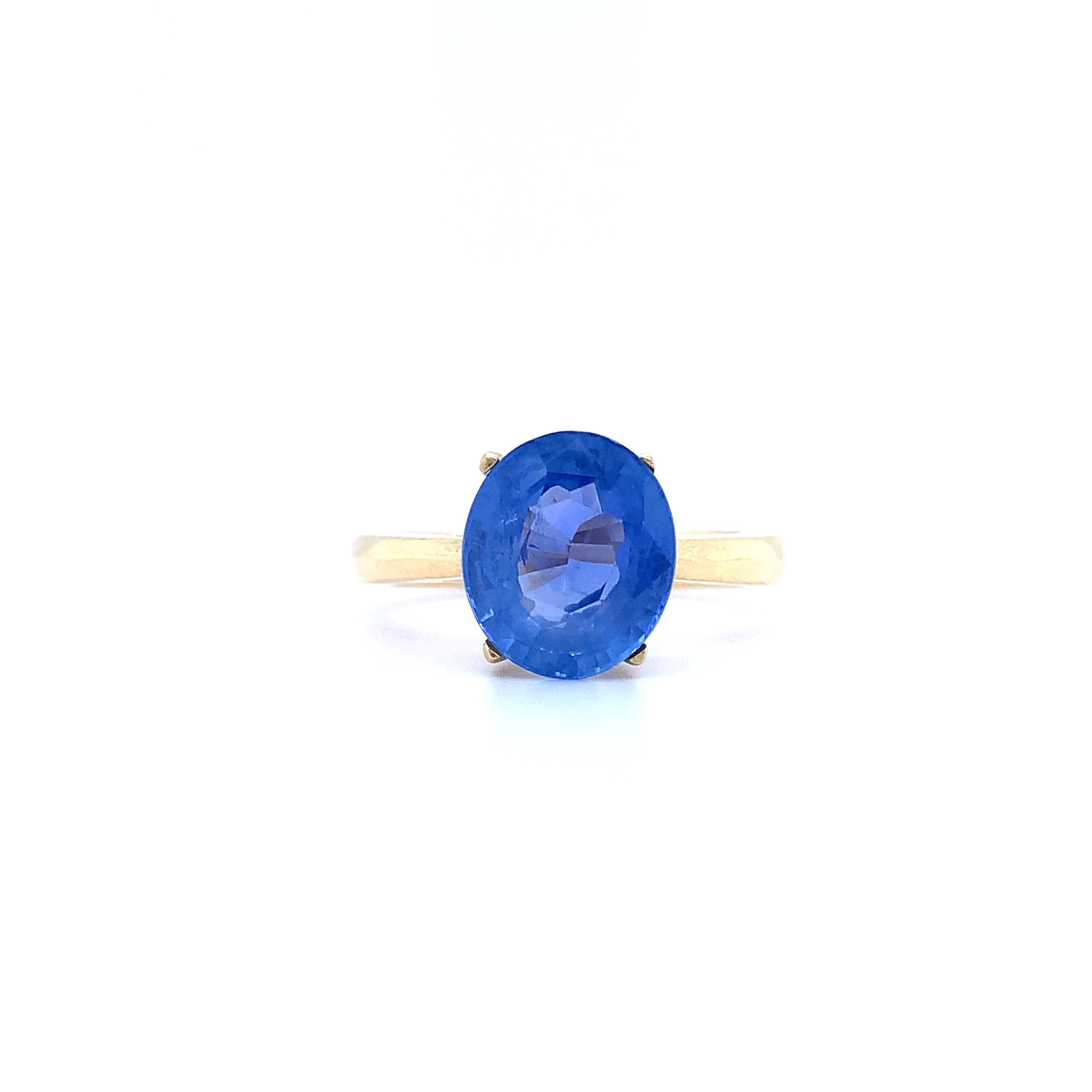 Anillo de compromiso solitario zafiro oro amarillo 18k Art Decó en venta