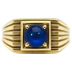 Sapphire solitaire ring for men silver, gold