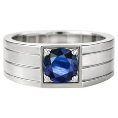 Sapphire solitaire ring for men silver, gold