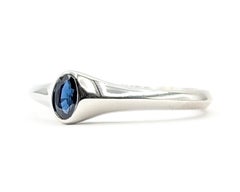 Sapphire Solitaire Ring in 14k White Gold