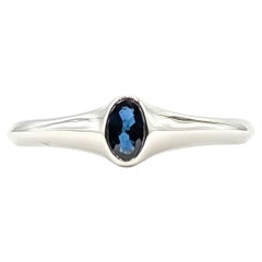 Sapphire Solitaire Ring in 14k White Gold