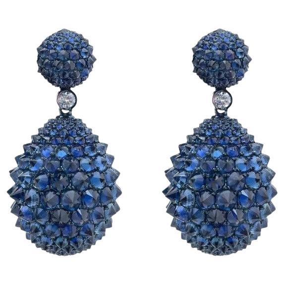 Sapphire Spike Diamond Pendant Earrings