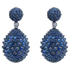 Pendientes Colgantes Zafiro Espiga Diamante
