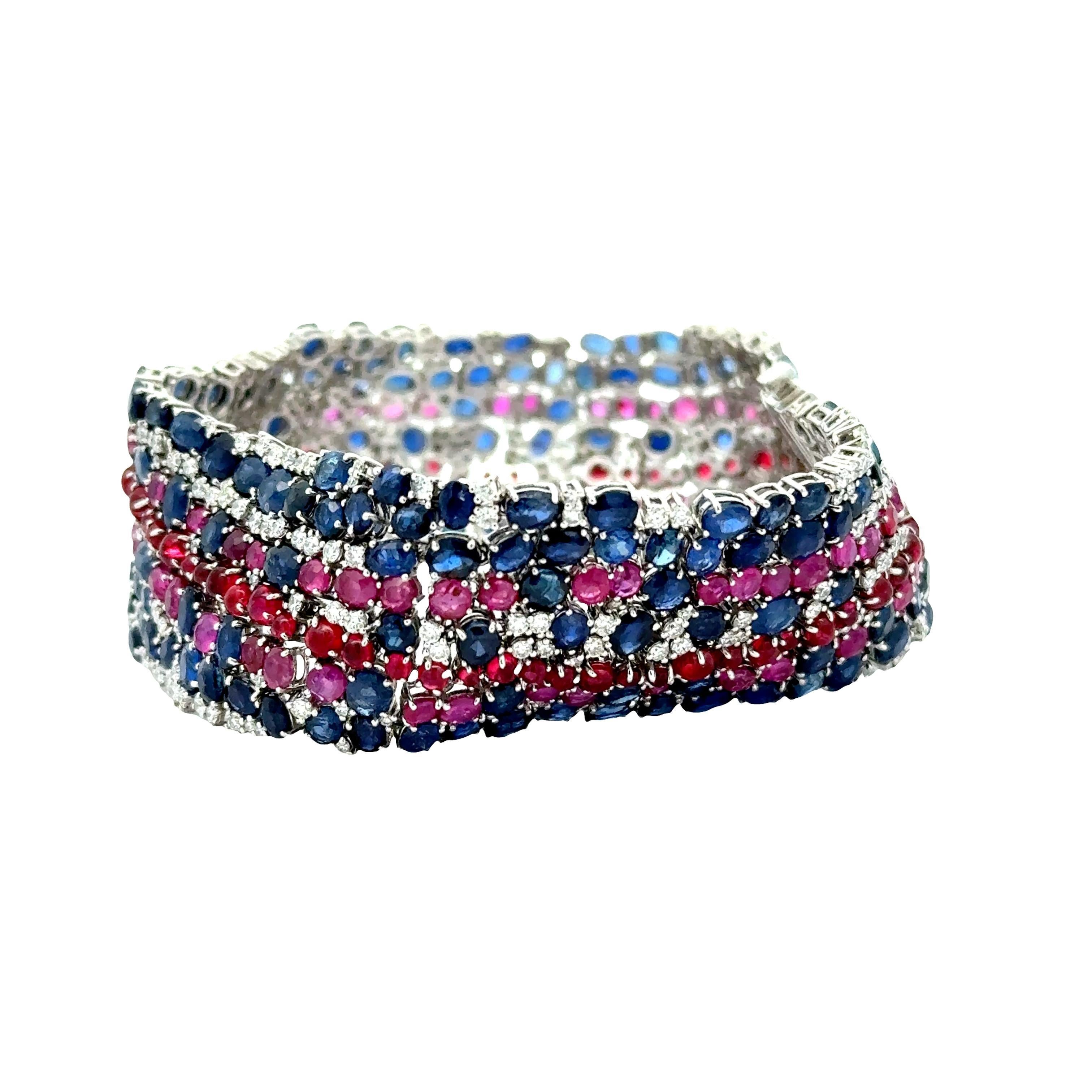 Zafiro Espinela Diamante Pulsera de Platino, Certificado GIA Sin Calor Contemporáneo en venta