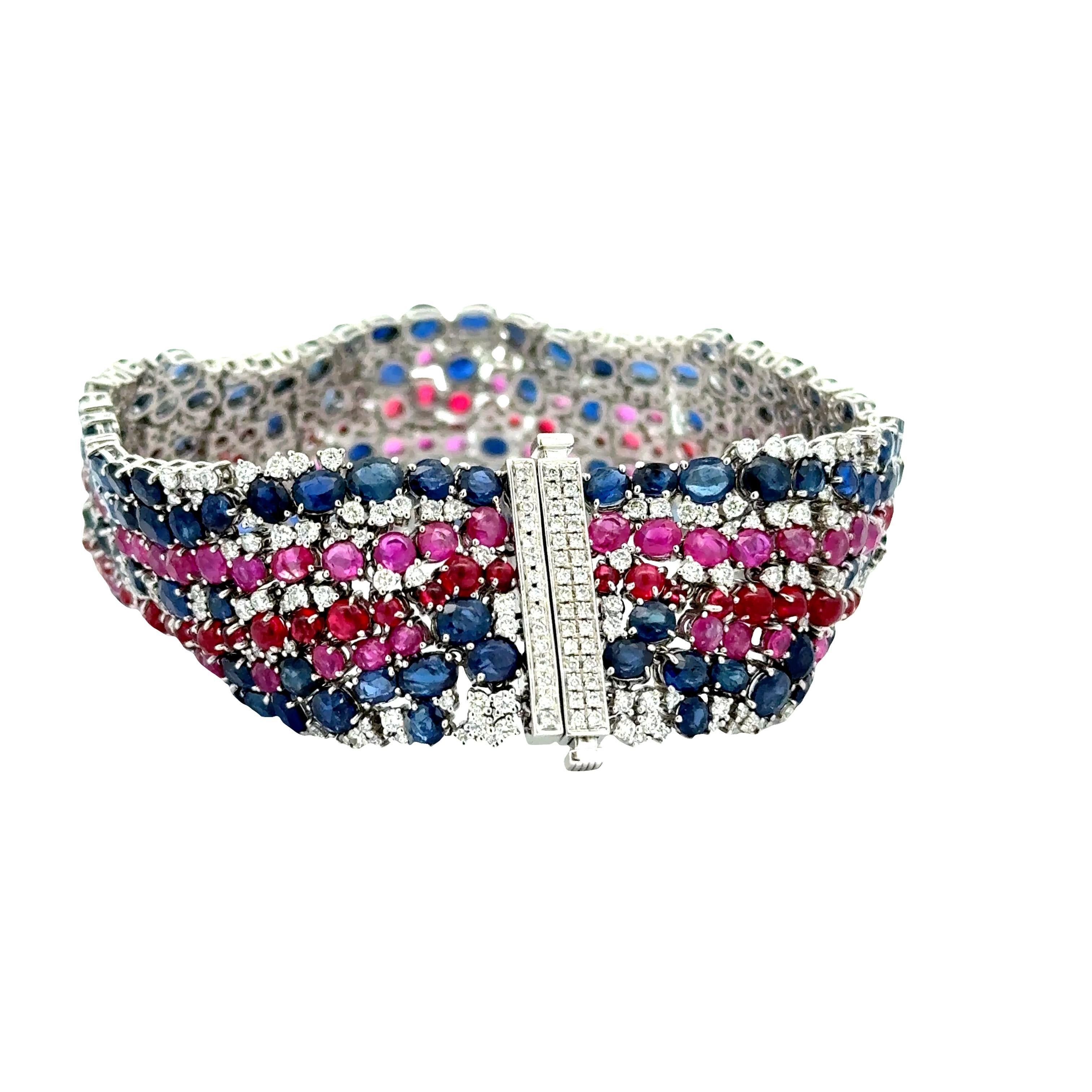 Zafiro Espinela Diamante Pulsera de Platino, Certificado GIA Sin Calor Corte mixto en venta