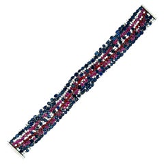 Zafiro Espinela Diamante Pulsera de Platino, Certificado GIA Sin Calor