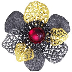 Zafiro Espinela Plata de Ley Oro Rodio Broche Colgante Collar Tocado