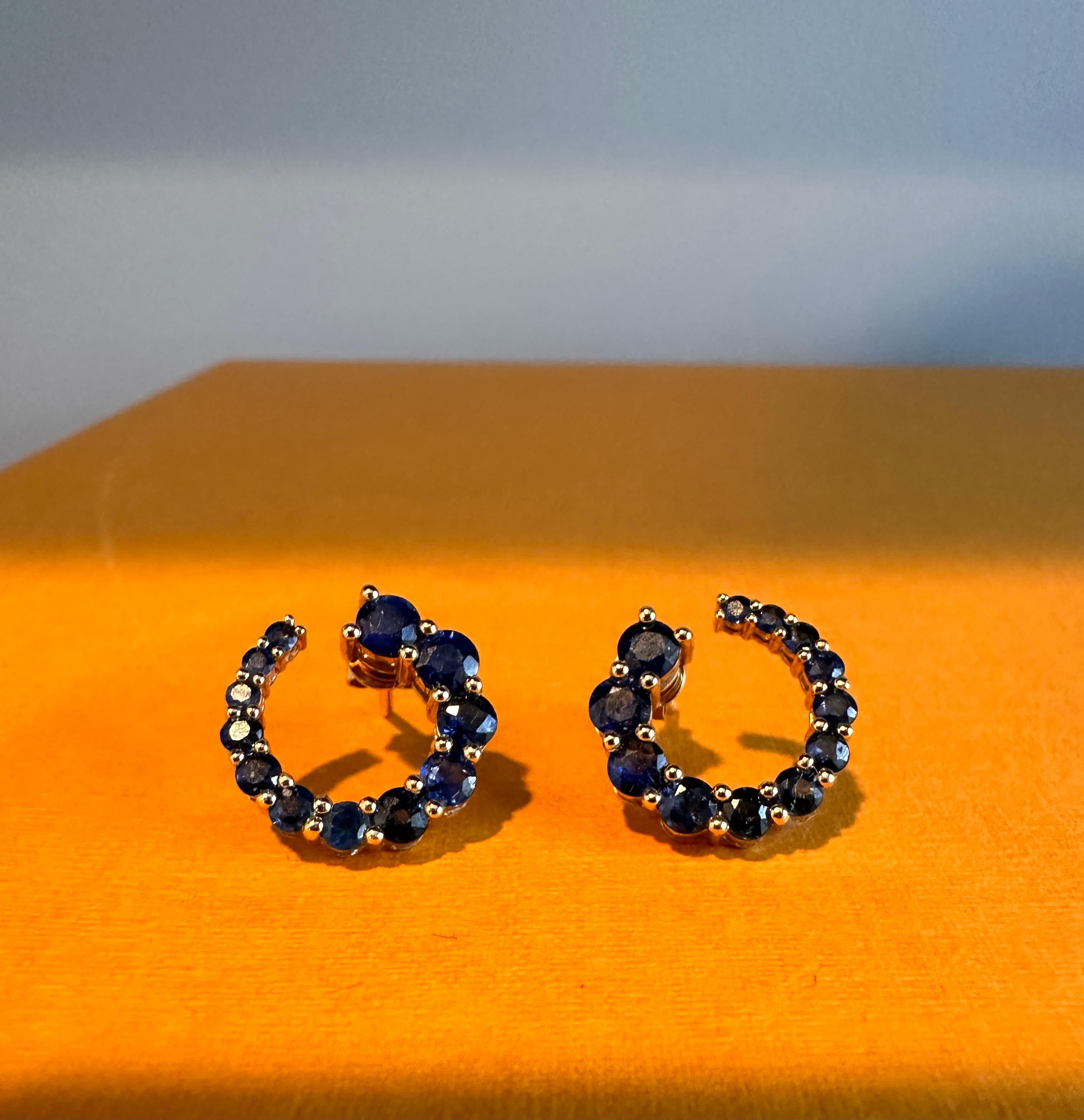 Artist Sapphire Spiral Earrings For Sale