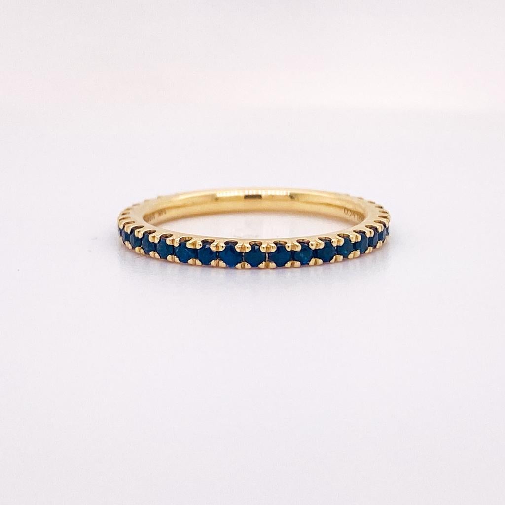 En venta: Zafiro Apilable Piedra de Nacimiento de Septiembre 2mm Anillo de Boda de Oro de 14K LR50889  3