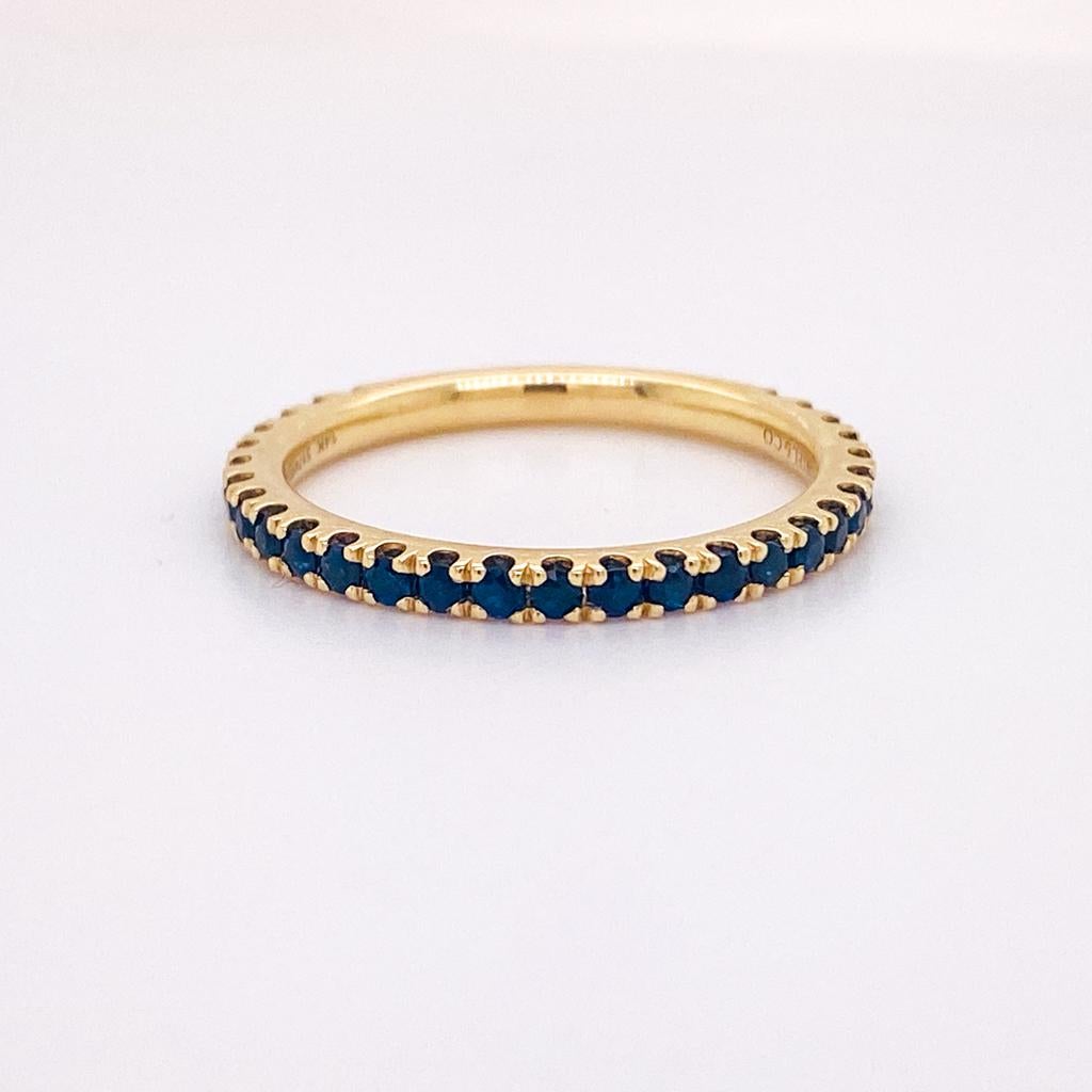 En venta: Zafiro Apilable Piedra de Nacimiento de Septiembre 2mm Anillo de Boda de Oro de 14K LR50889  4