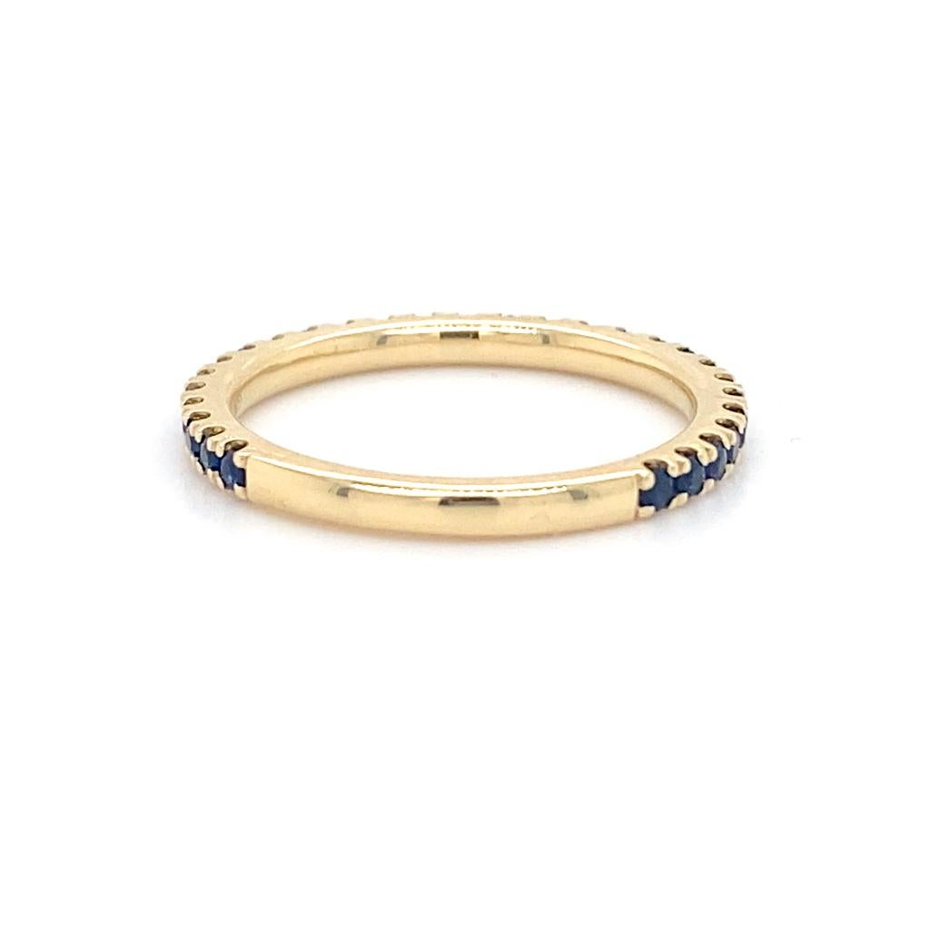 En venta: Zafiro Apilable Piedra de Nacimiento de Septiembre 2mm Anillo de Boda de Oro de 14K LR50889  6