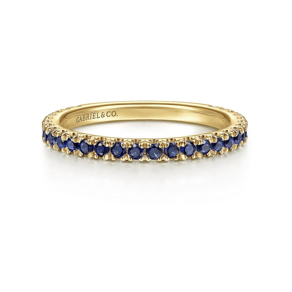 En venta: Zafiro Apilable Piedra de Nacimiento de Septiembre 2mm Anillo de Boda de Oro de 14K LR50889  7