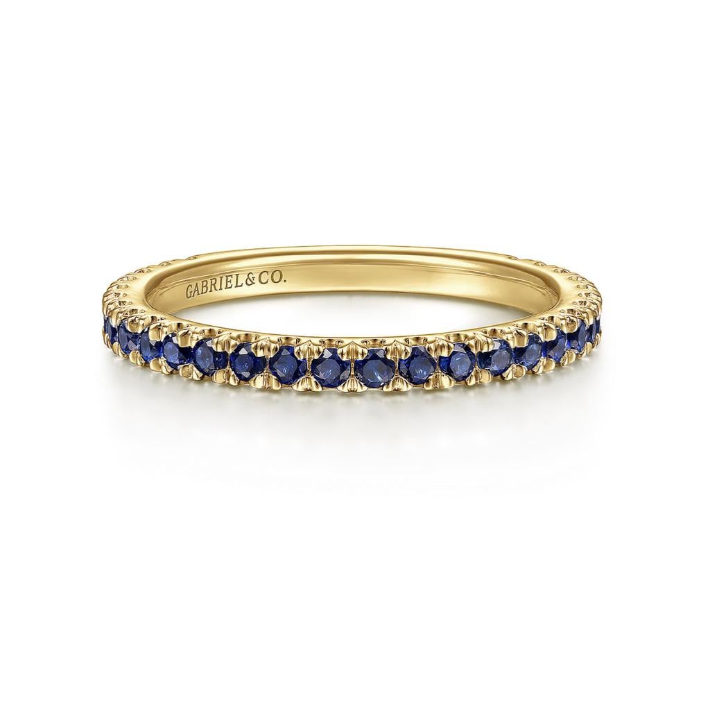 For Sale:  Sapphire Stackable September Birthstone 2mm Band 14K Gold Wedding Stack LR50889 7