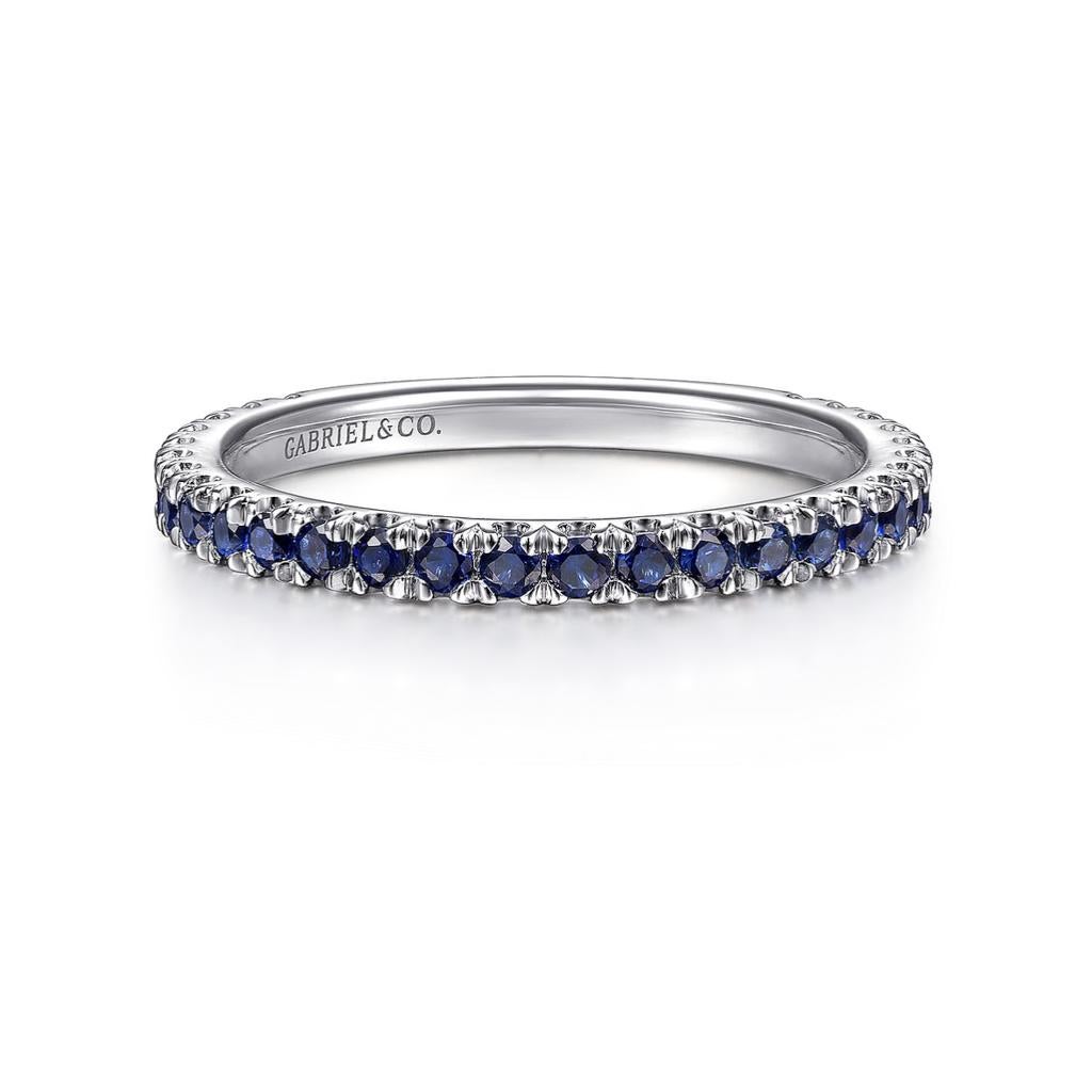 En venta: Zafiro Apilable Piedra de Nacimiento de Septiembre 2mm Anillo de Boda de Oro de 14K LR50889  8