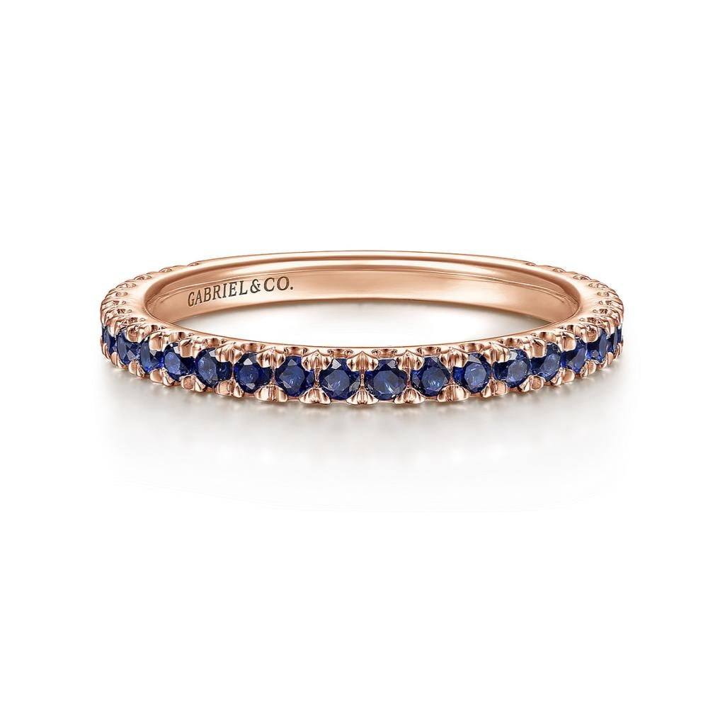 En venta: Zafiro Apilable Piedra de Nacimiento de Septiembre 2mm Anillo de Boda de Oro de 14K LR50889  9