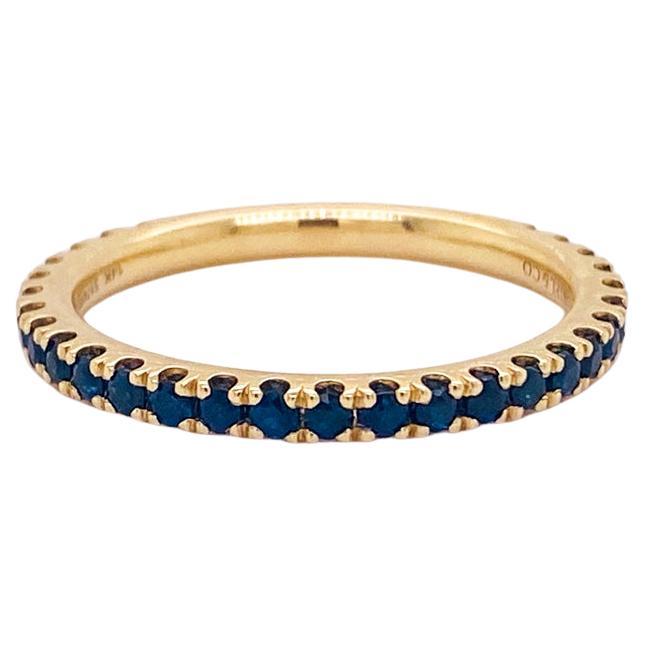 Sapphire Stackable 2mm Band 14K Gold Wedding Stack Ring LR50889