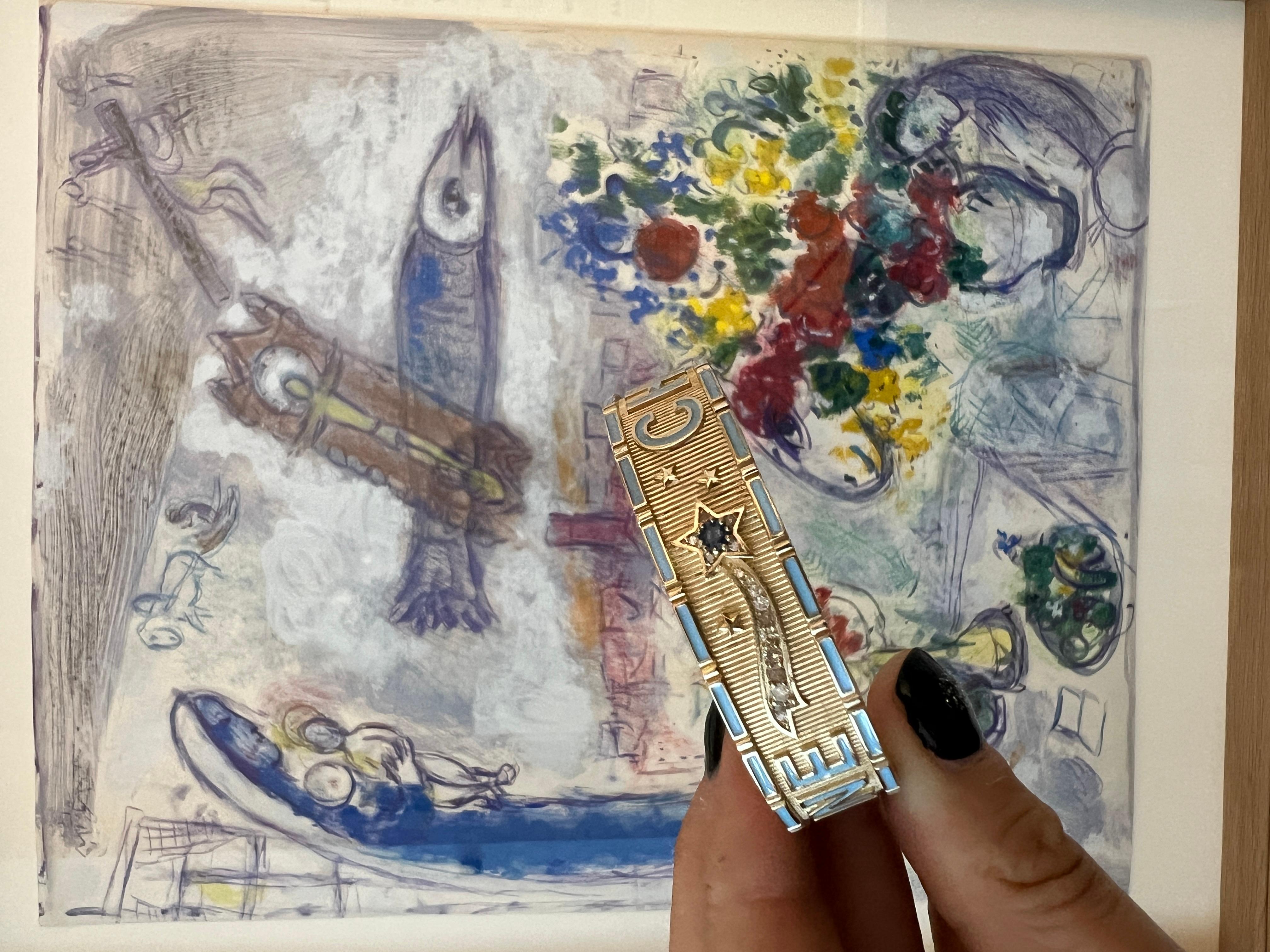 Bracelet manchette étoile Saphir bleu Diamant Enfant divin en vente 7