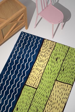 "Sapphire Streams" Handmade Rug Brown, Green, Floral, Hand knotted in Nepal Wool