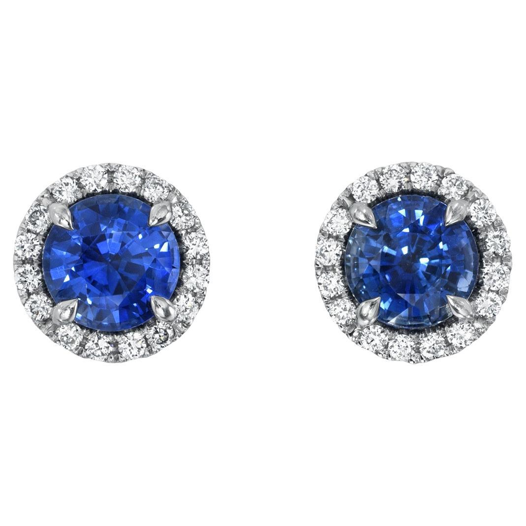 Impresionantes pendientes de zafiro con diamantes 1,76 quilates - 1stDibs Sapphire Jewelry