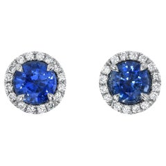 Clous d'oreilles saphir rond 1,76 carat