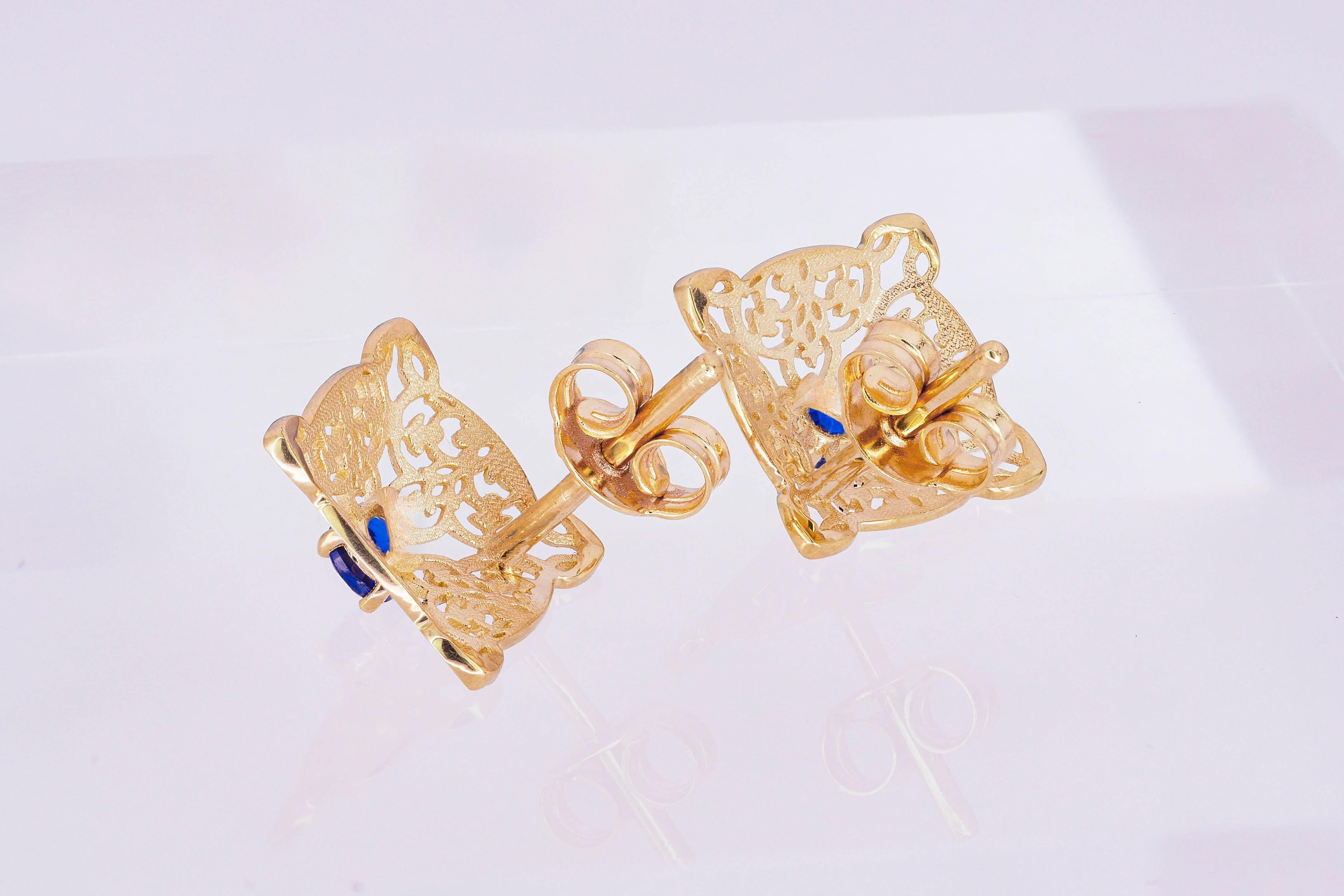 Sapphire stud earrings For Sale 2