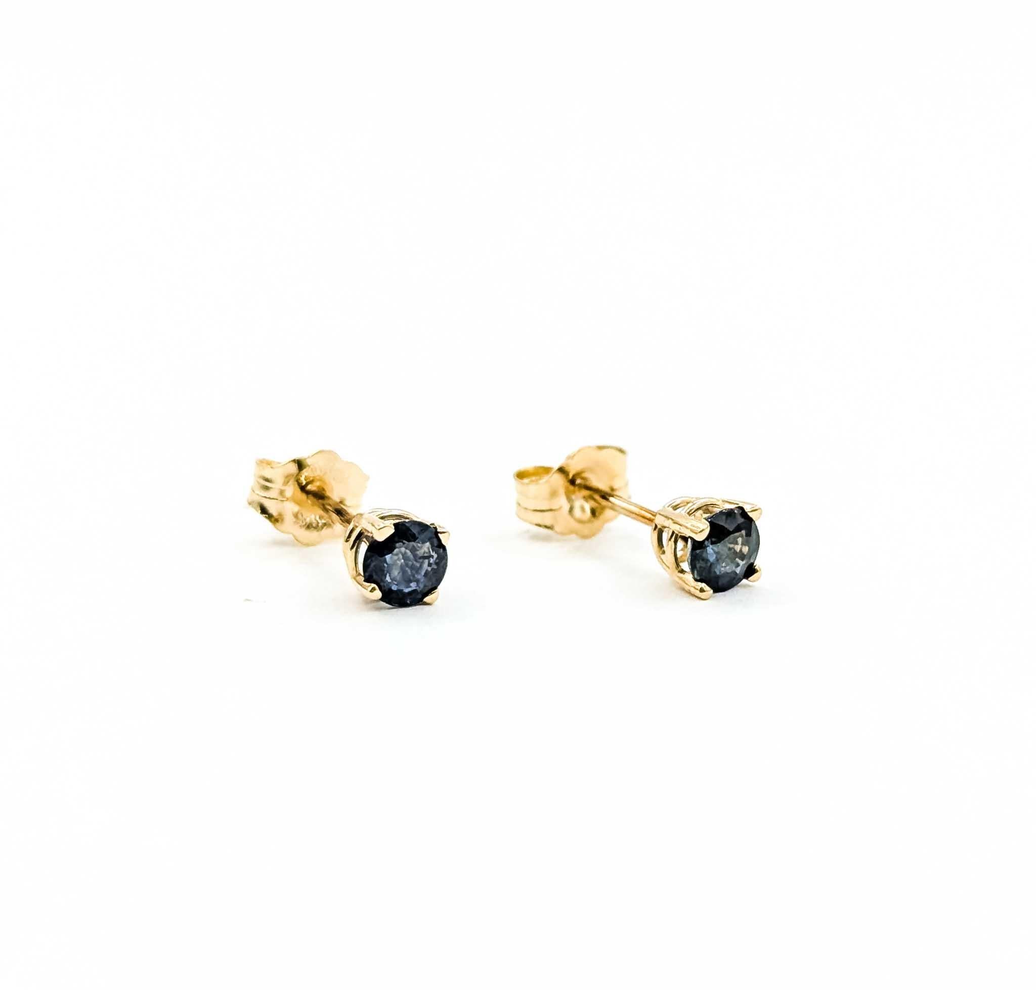Sapphire Stud Earrings in 14k Yellow Gold

These earrings are crafted in 14k yellow gold and feature blue sapphire, with a stud design. The sapphires total 0.40ctw.

The earrings measure approximately 4.6 mm and weigh .65 grams. Sapphire, the