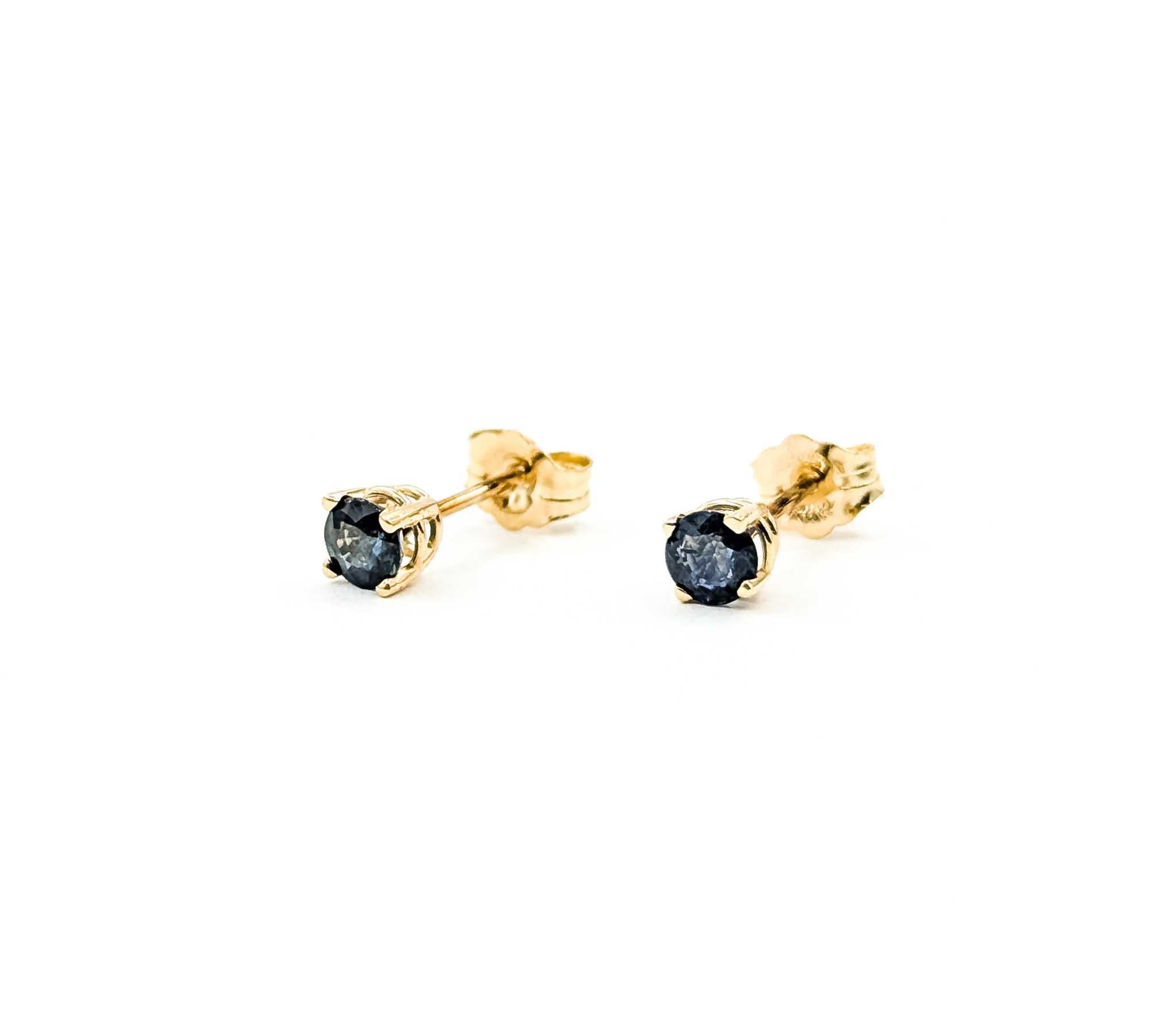 Contemporaneo Sapphire Stud Earrings in 14k Yellow Gold in vendita
