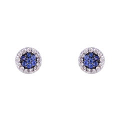 Natürliche 0,2cts Saphir & 0,21cts Diamant Ohrstecker in 14k Gold