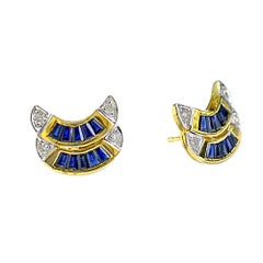 Natural 1.80cts Sapphire & 0.30cts Diamond Stud Earrings in 18k Gold