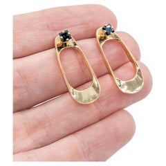 Sapphire Stud Earrings with Jackets in Yellow Gold