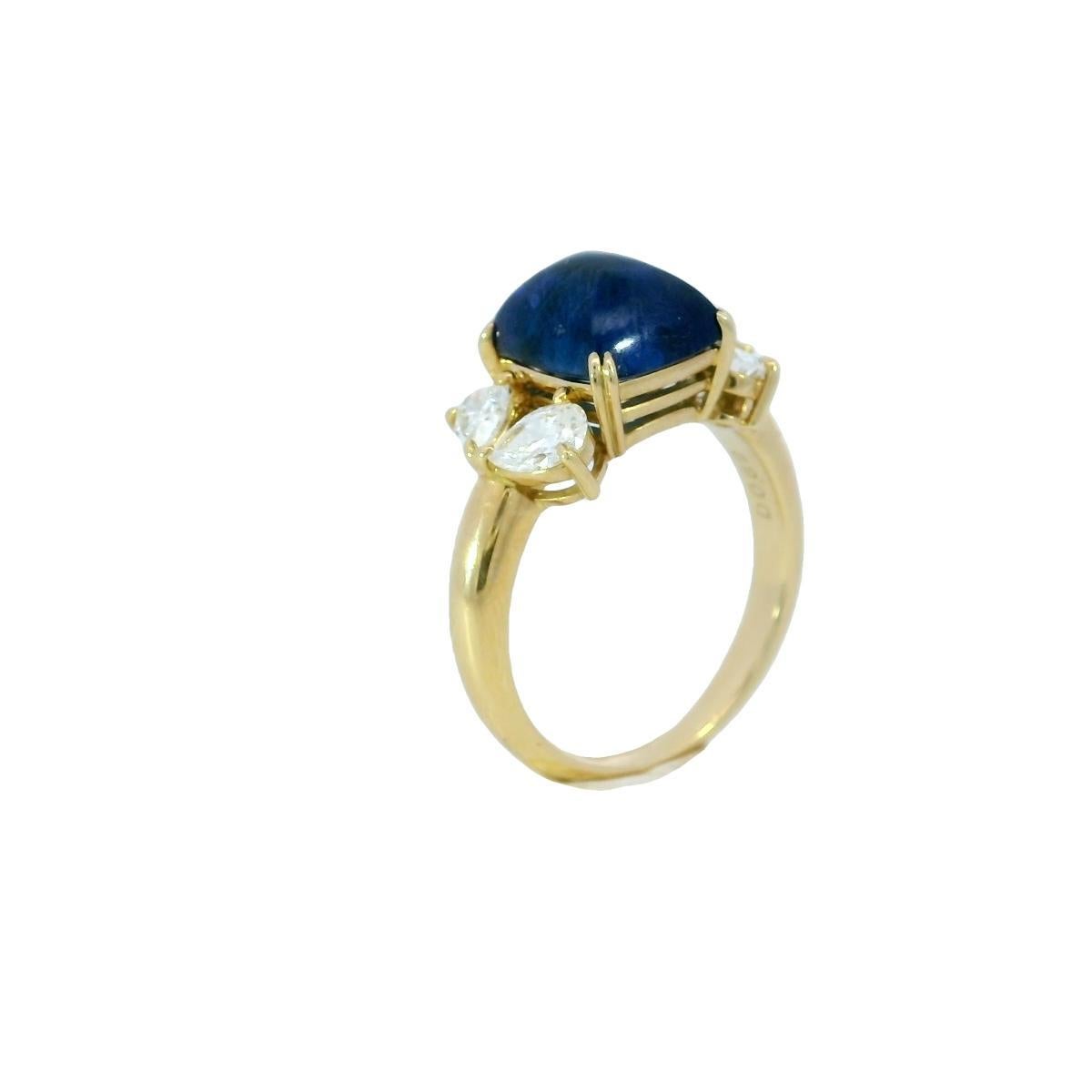 Zafiro Sugarloaf Anillo de compromiso de diamantes Zafiro azul real ~4,81ctw Sz 5,5 en venta 4