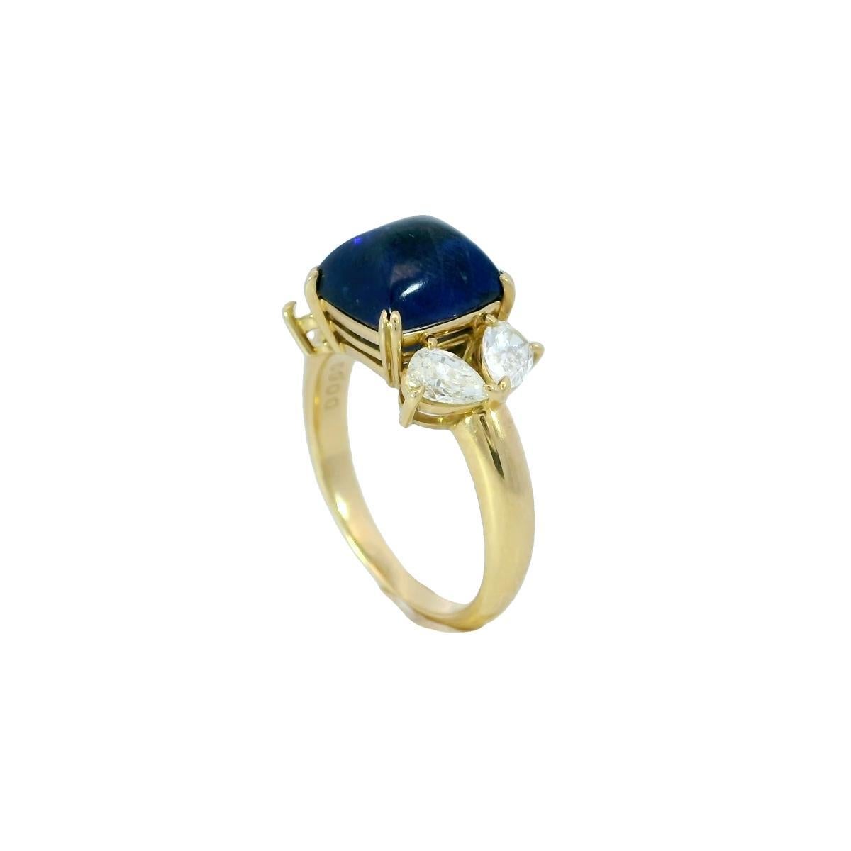 Zafiro Sugarloaf Anillo de compromiso de diamantes Zafiro azul real ~4,81ctw Sz 5,5 en venta 5