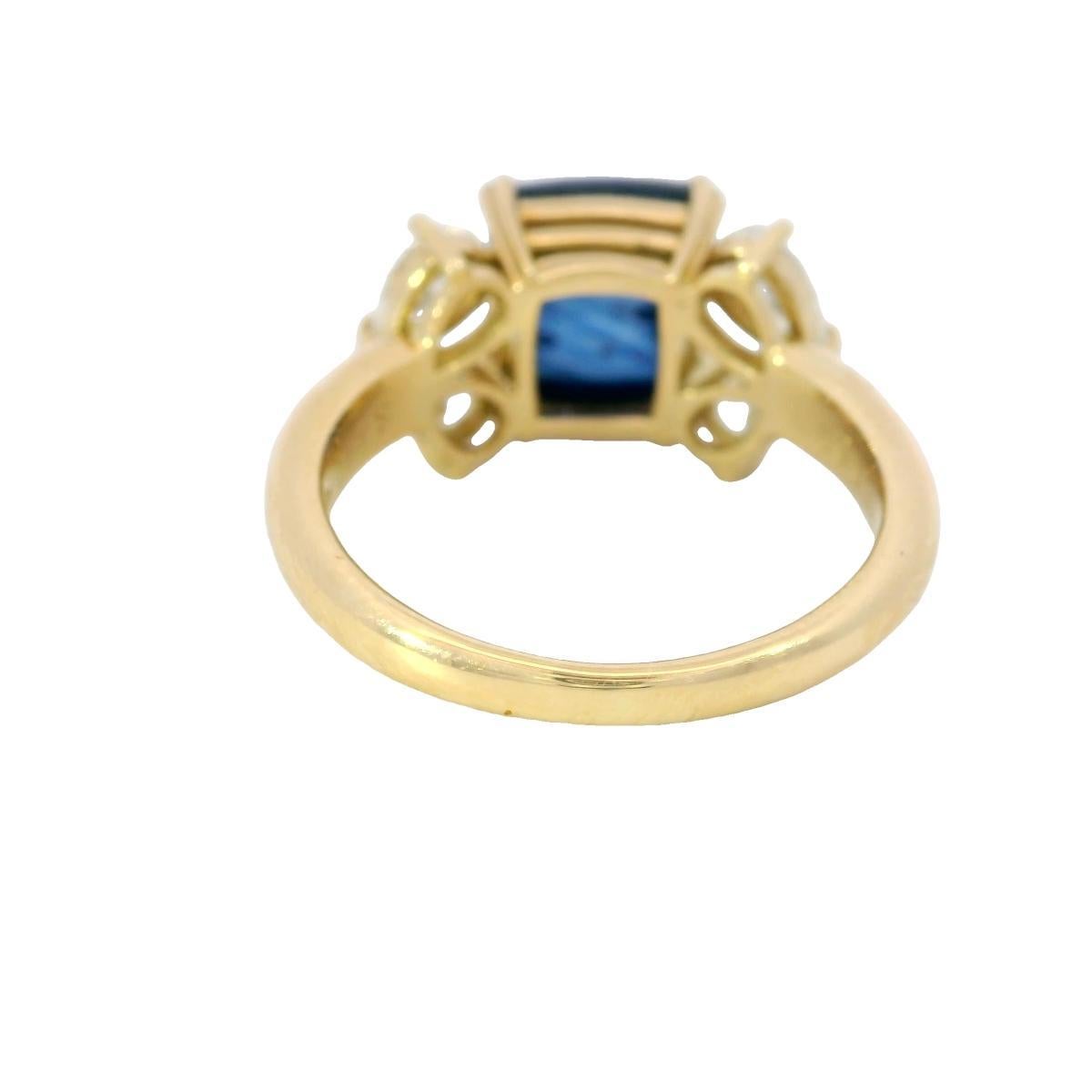 De las mujeres Zafiro Sugarloaf Anillo de compromiso de diamantes Zafiro azul real ~4,81ctw Sz 5,5 en venta