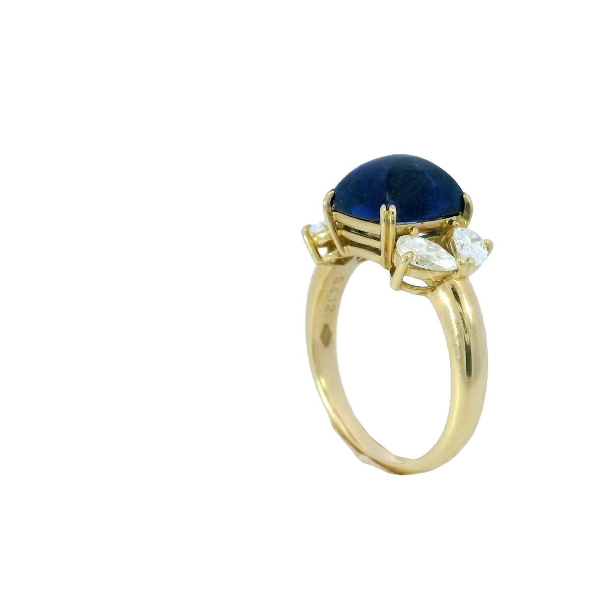 Zafiro Sugarloaf Anillo de compromiso de diamantes Zafiro azul real ~4,81ctw Sz 5,5 en venta 2