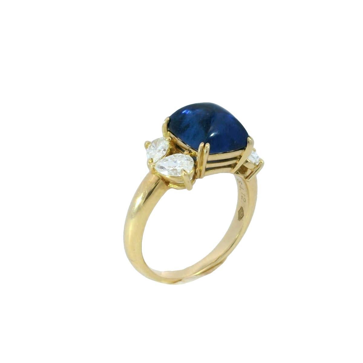 Zafiro Sugarloaf Anillo de compromiso de diamantes Zafiro azul real ~4,81ctw Sz 5,5 en venta 3